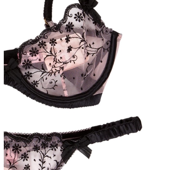 🌹Agent Provocateur AMBROSE - RARE! Pink/black 3pc 36A / MED - Picture 7 of 11